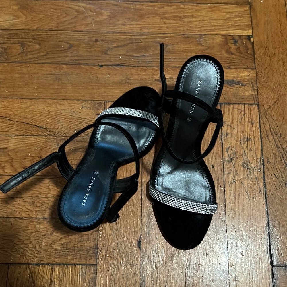 Zara black velvet stilettos